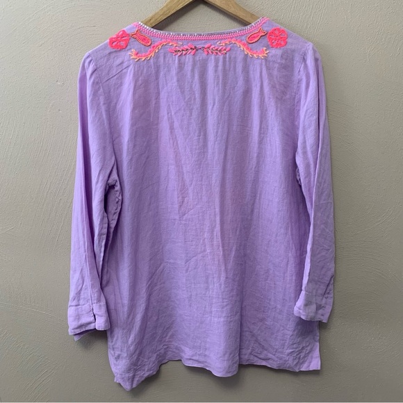 Lilly Pulitzer Amelia Island Tunic Lilac Verbena Linen Size Large Purple Pink - Picture 8 of 14